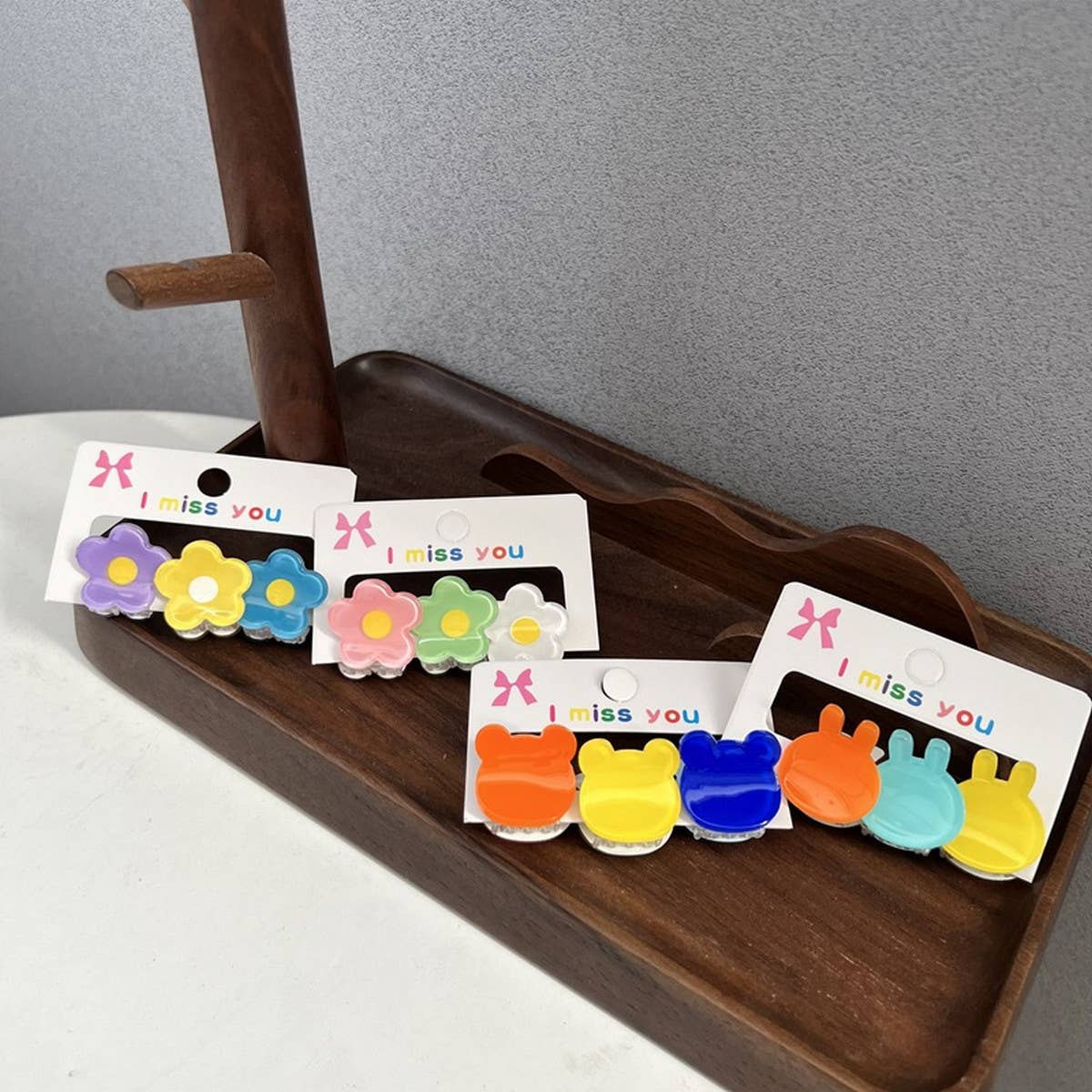 CHILDRENS BUNNY EAR BEAR 3 PACK FLOWER HAIRPINS_CWAHA1849