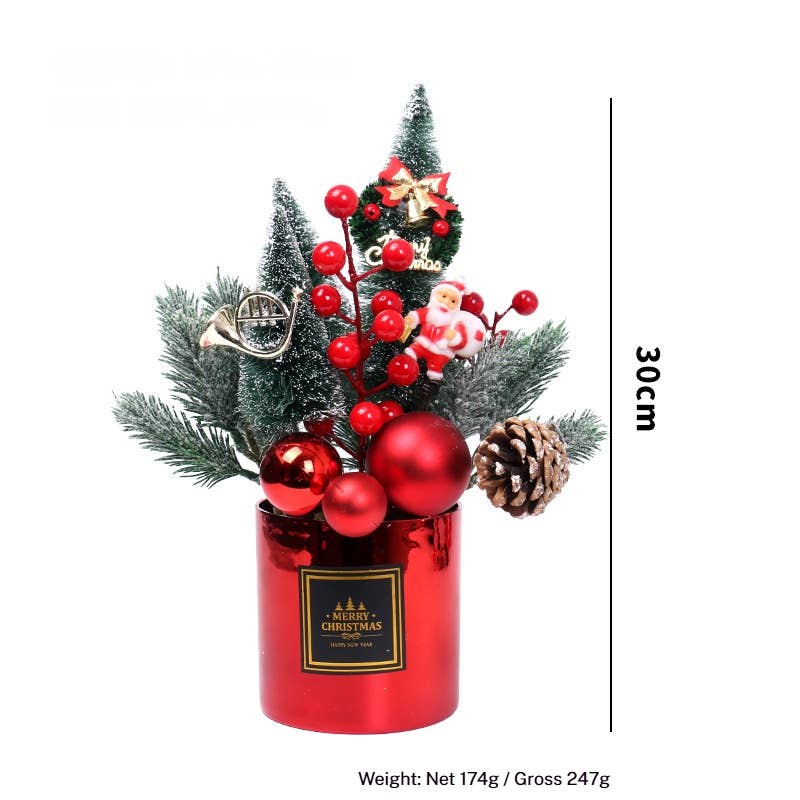 Xmas Tabletop Mini Tree Potted Gift Decor_Cwmm10434