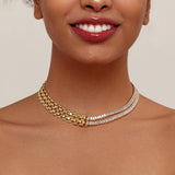 DIAMOND CHAIN MOSAIC GEOMETRIC CLAVICLE NECKLACE_CWMM3579