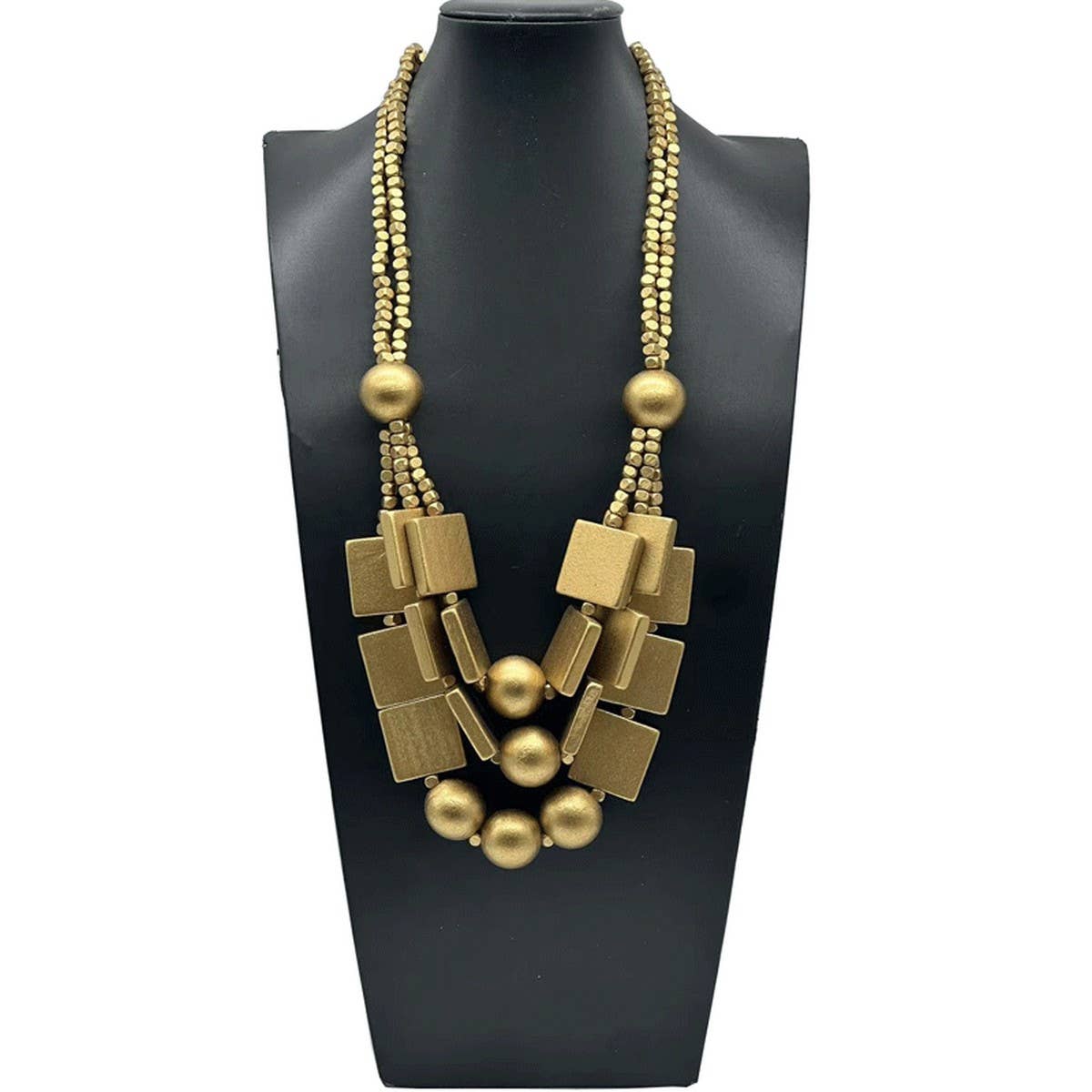 Wooden Beads Three-Layer Handmade Necklace_Cwmm4976