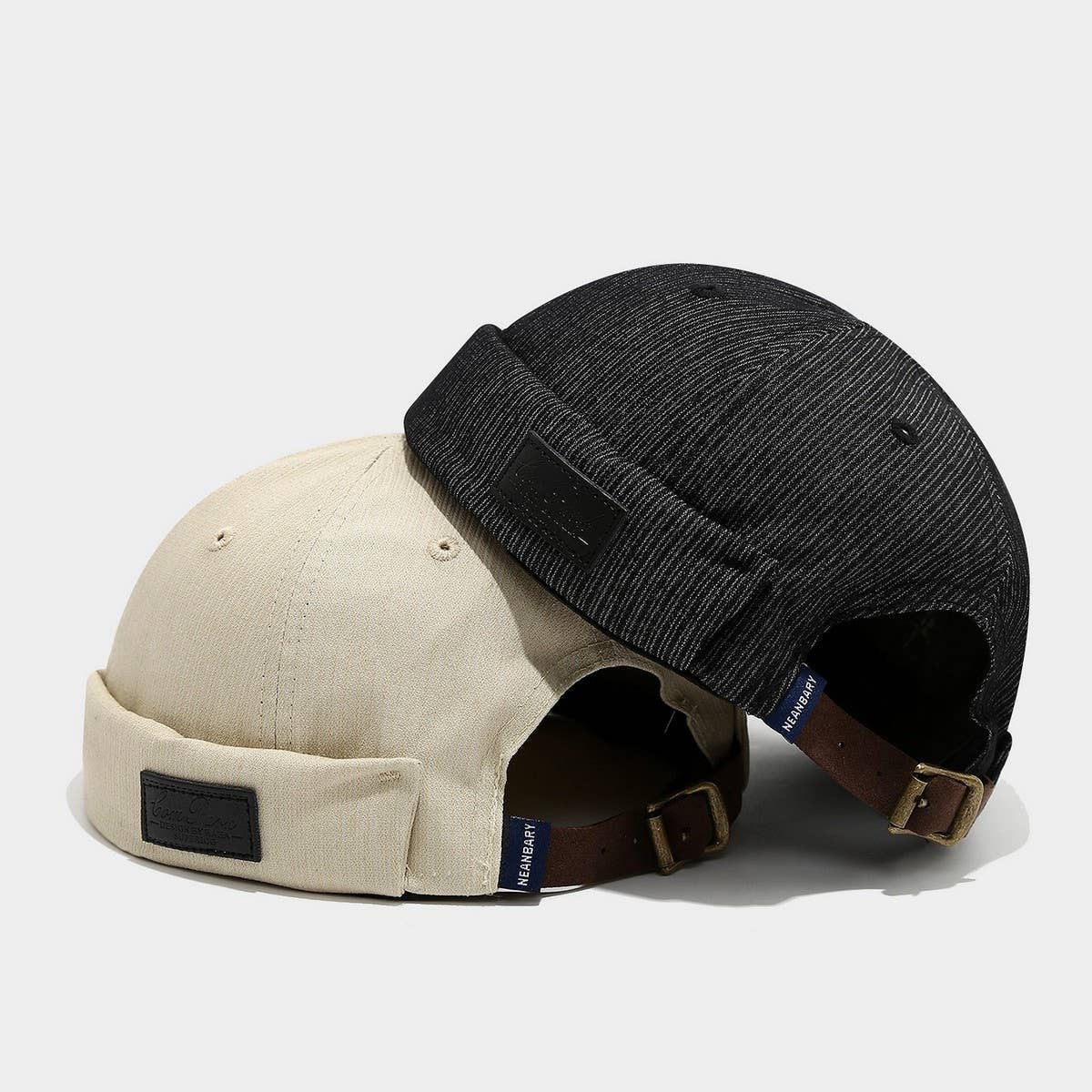 Japanese Style Leather Patch Brimless Cap_Cwah04609