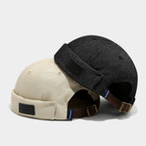 Japanese Style Leather Patch Brimless Cap_Cwah04609