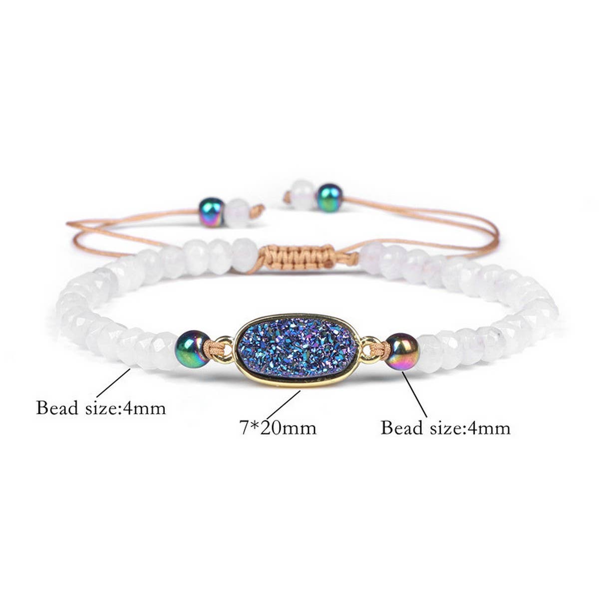 Cwaje3878_Natural Stone Beads Adjustable Braided Bracelet