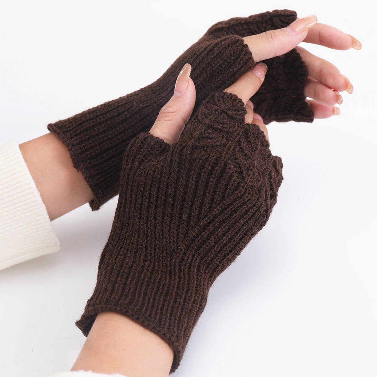 Solid Color Knitted Warm Fingerless Gloves_Cwag0097
