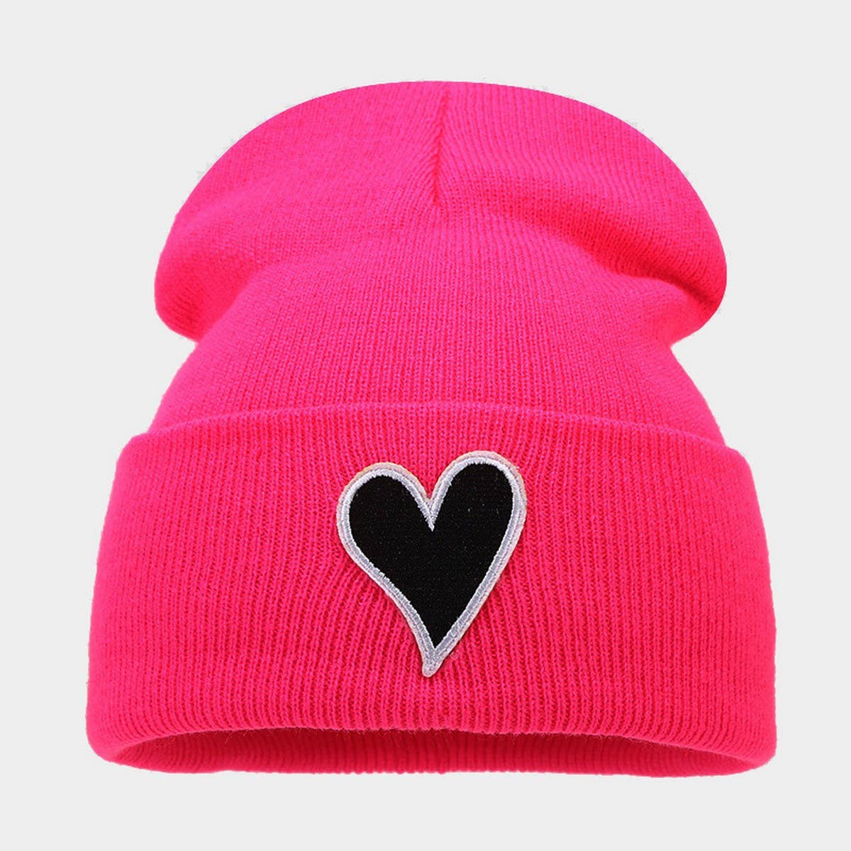 SIMPLE HEART PATCH PILE HAT KNITTED HAT_CWAH2085