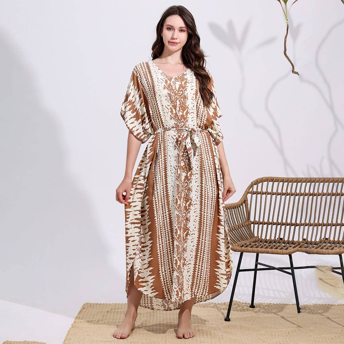 SNAKE PRINT COTTON BLEND BEACH COVER UP_CWMM6144