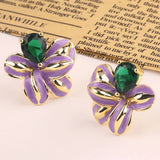 FLOWER DESIGN STUD EARRINGS_CWAJE0485