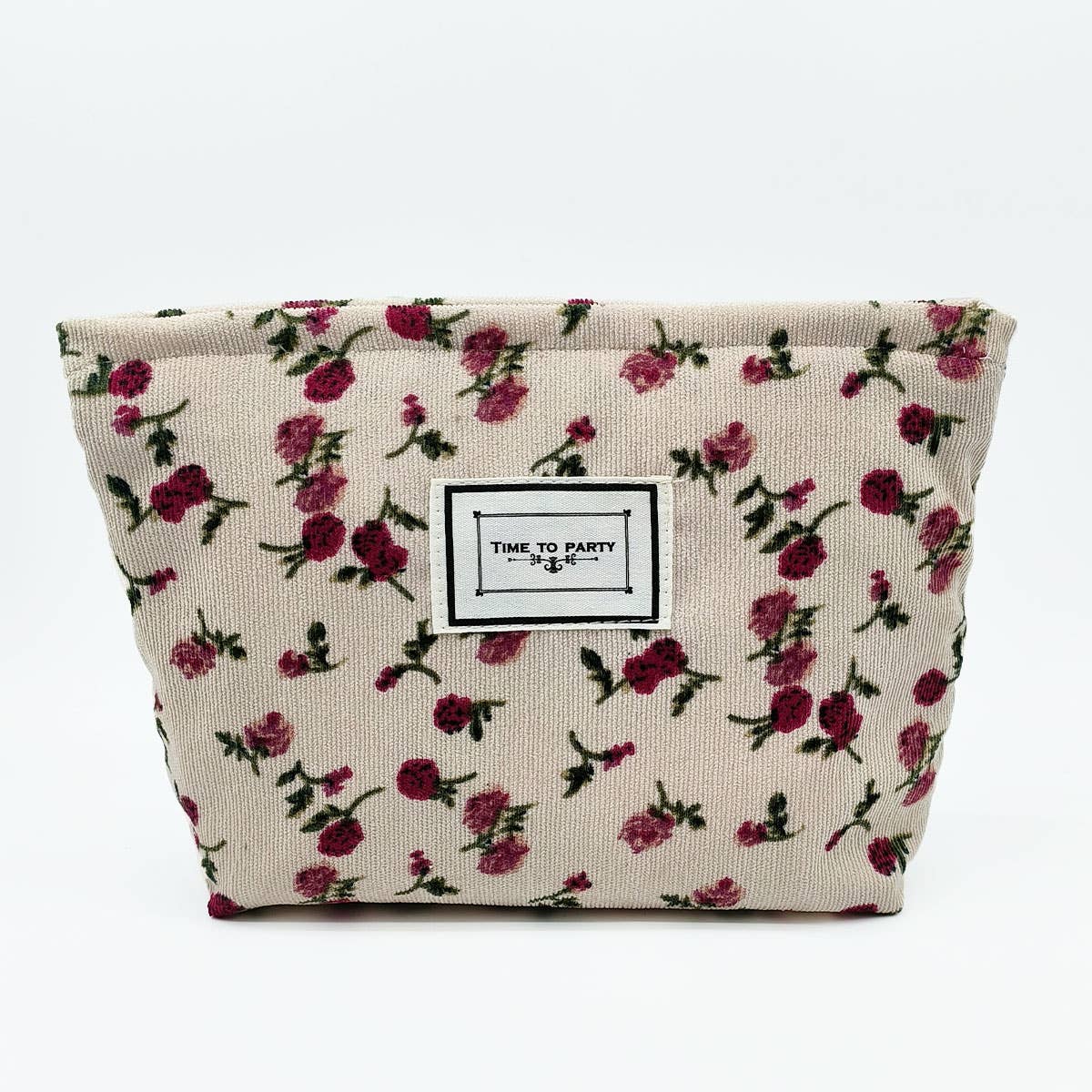 CONTRAST FLOWER PATTERN ZIPPER PORTABLE WASH BAG_CWAB1217