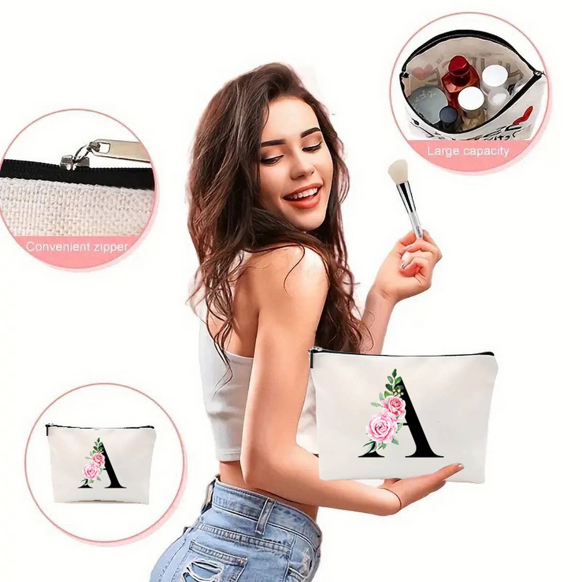 SIMPLE DOUBLE SIDED PRINTED ZIPPER COSMETIC BAG_CWAB2251