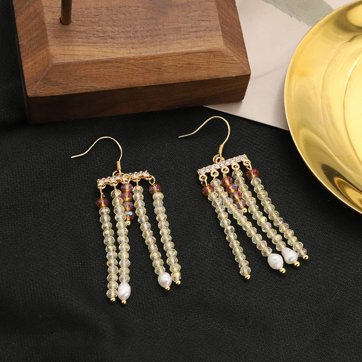 RETRO HIGH END NATURAL PEARL TASSEL EARRINGS_CWAJE3808