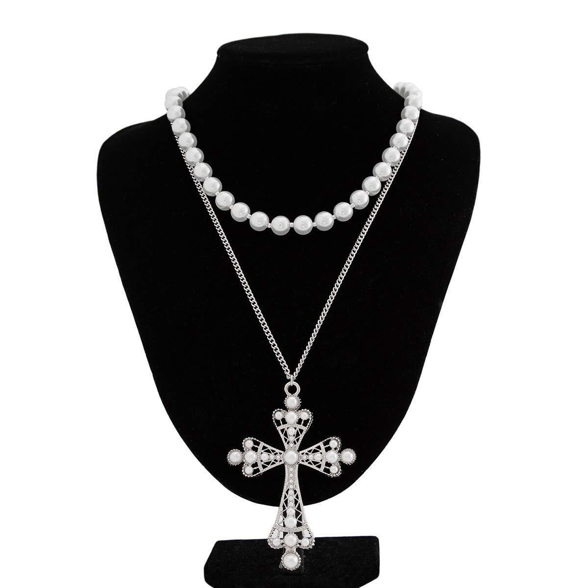PEARL CROSS PERSONALIZED ALL MATCH NECKLACE_CWMM3128