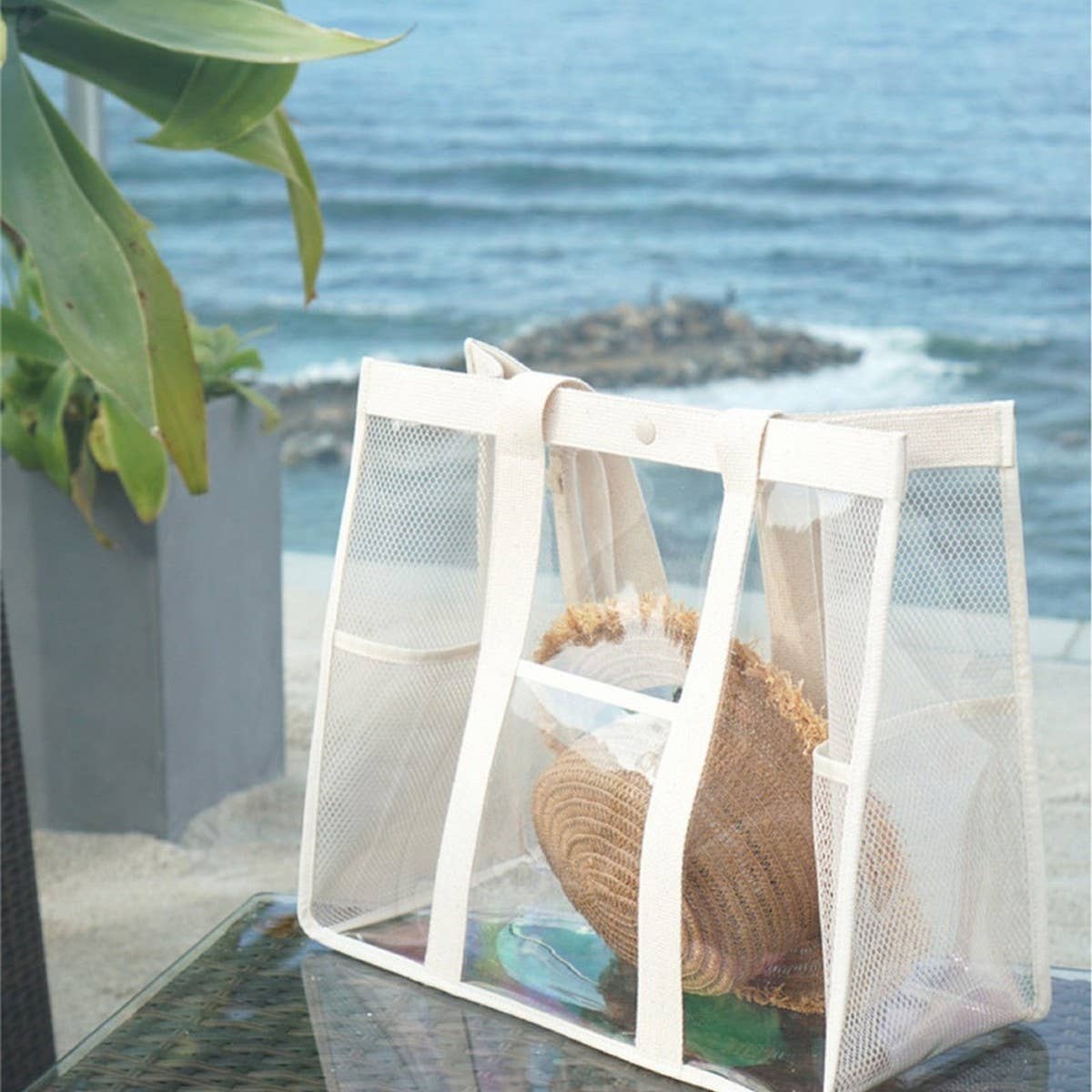 CLEAR PVC BEACH TOTE WATERPROOF TRAVEL BAG_CWAB1915