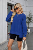 Solid-Color Round-Neck Long-Sleeved Sweatshirt