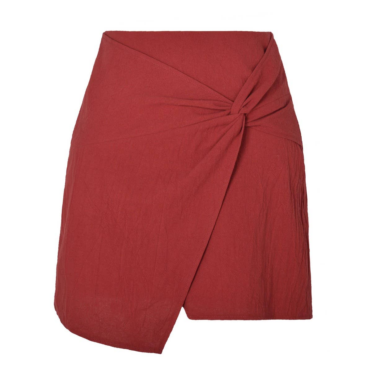 HIGH WAIST COTTON AND LINEN TWISTED SKIRT_CWBSS0401
