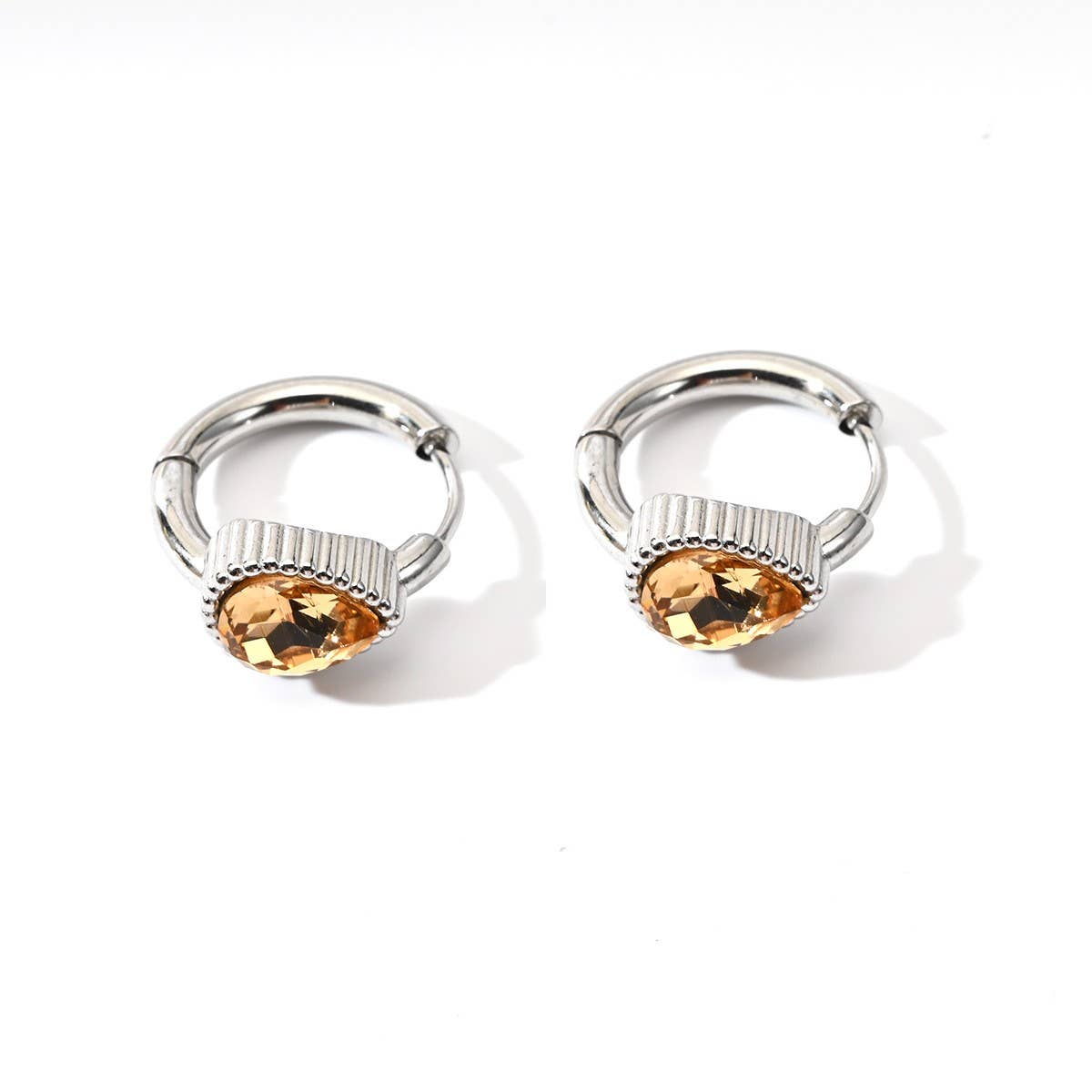 Unique Stainless Steel Heart Earrings With Cz_Cwmm8924