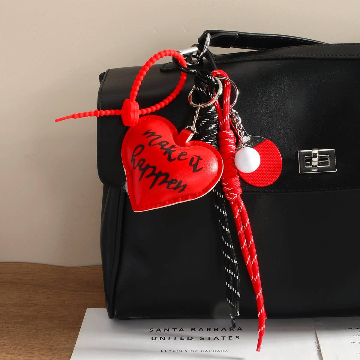 Vintage Heart Mini Ping Pong Ball Keychain_Cwmm7837