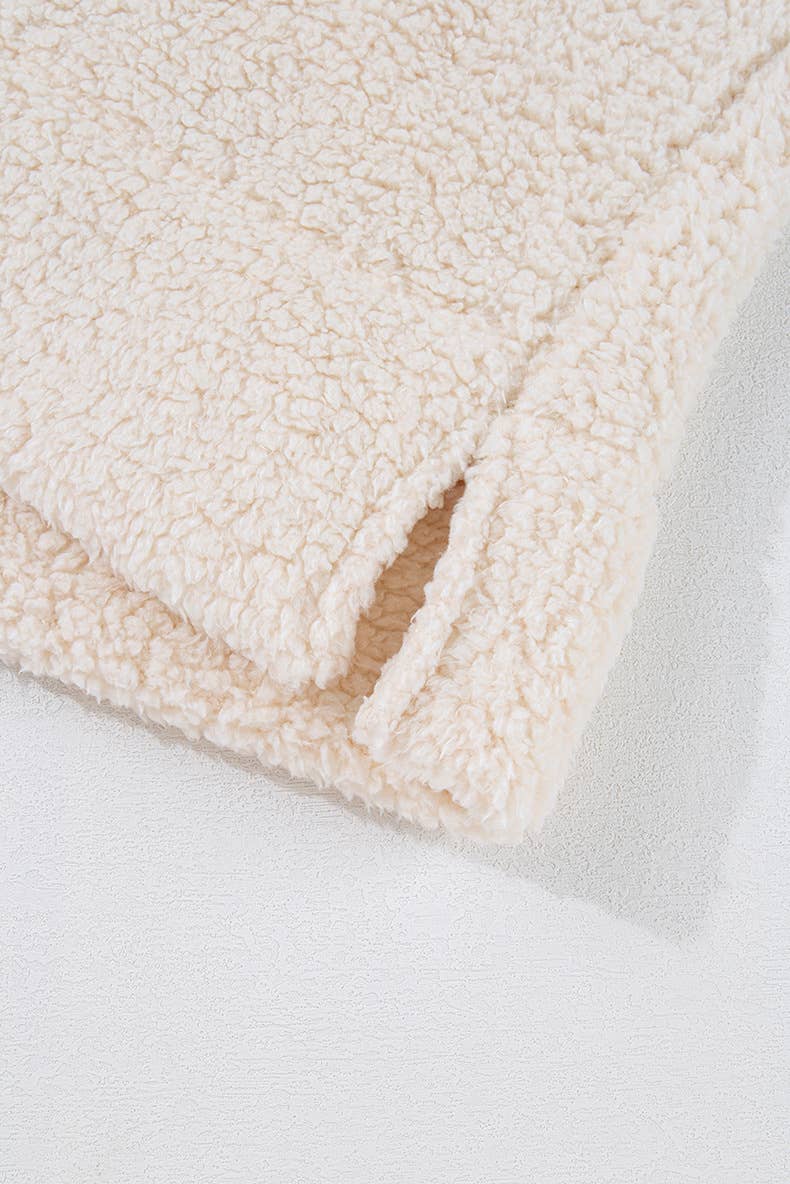 Solid Drop Shoulder Fleece Turtleneck Hoodie