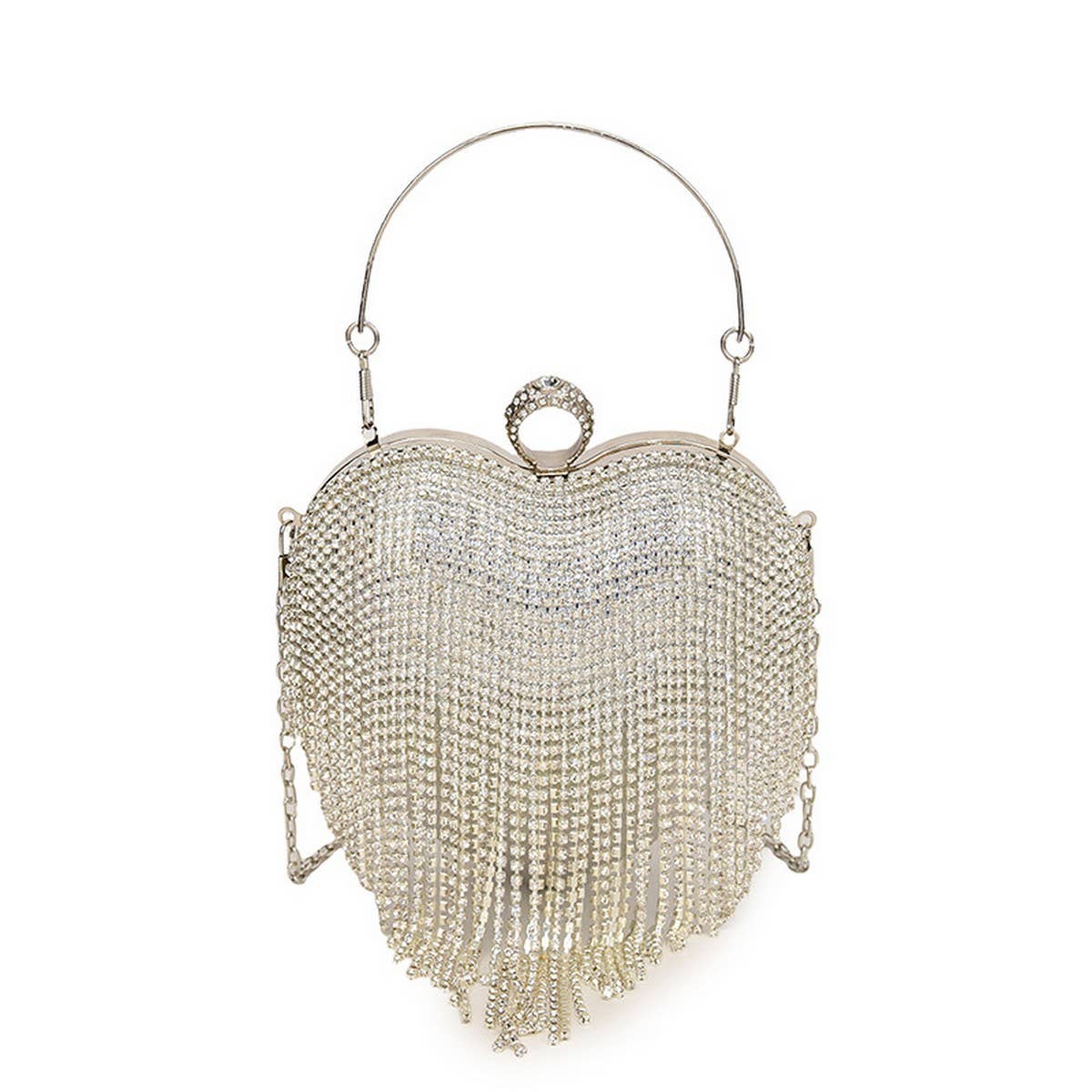 TASSEL SHINY HEART BAG DIAMOND BAG CLUTCH BAG_CWAB3250