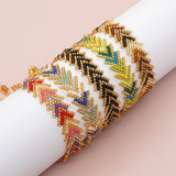 RICE BEAD HAND WOVEN RAINBOW FLOWER BRACELET_CWMM3796