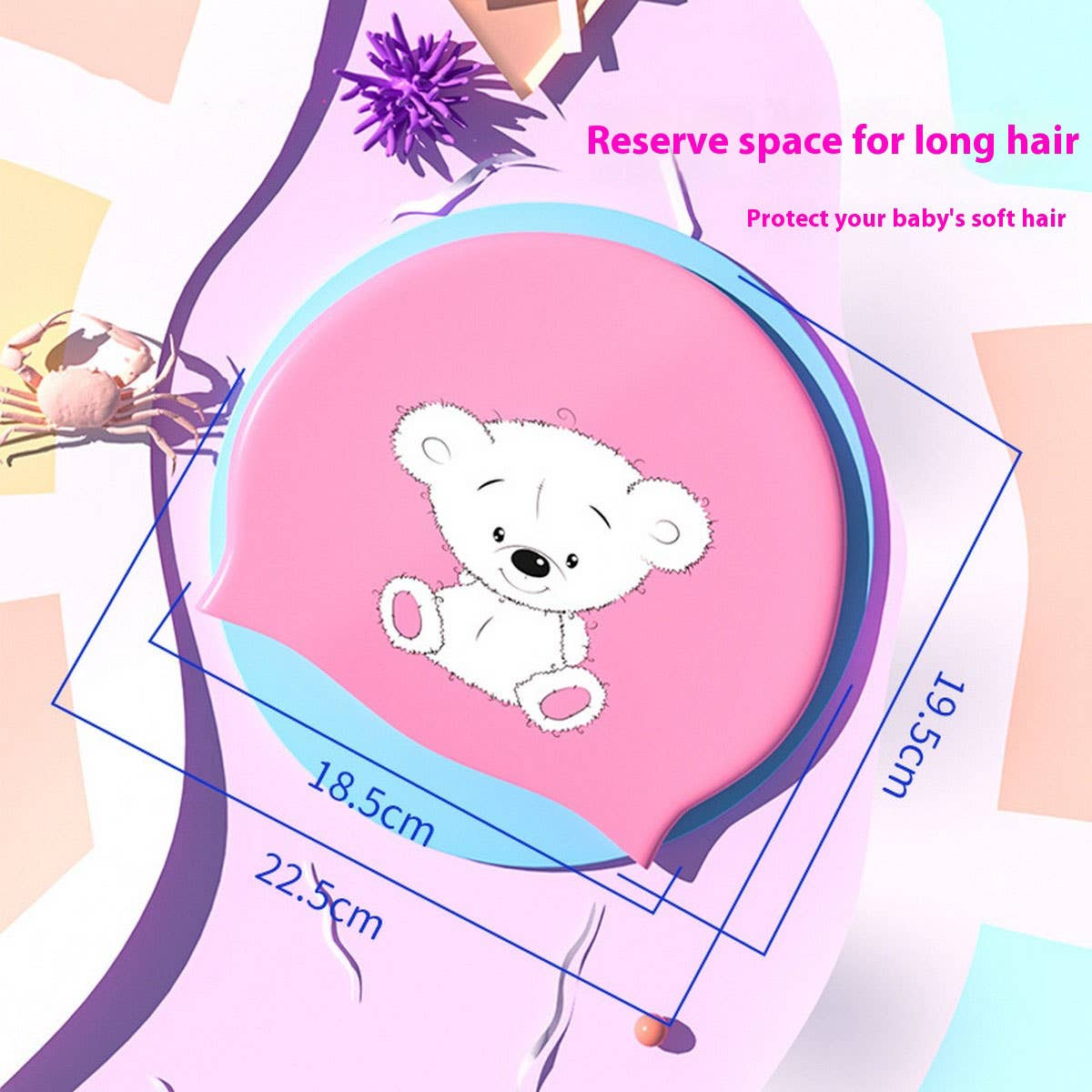 GIRLS SILICONE SWIM CAP CUTE CARTOON XL_CWMM6780