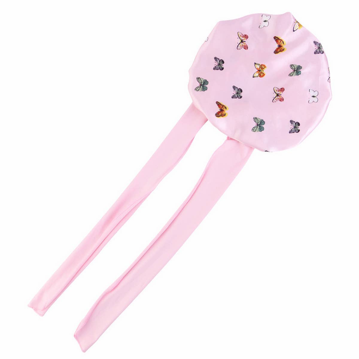 BUTTERFLY PRINT STRETCH NIGHTCAP WITH LONG RIBBON_CWAH1476