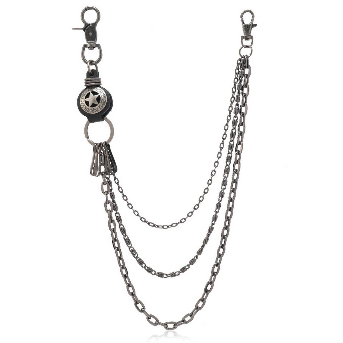 Vintage Five-Pointed Star Leather Pants Chain_Cwmm4830