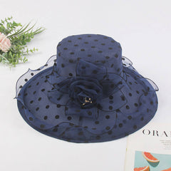 Women Mesh Wavy Edge Beach Sun Hat_Cwah1209