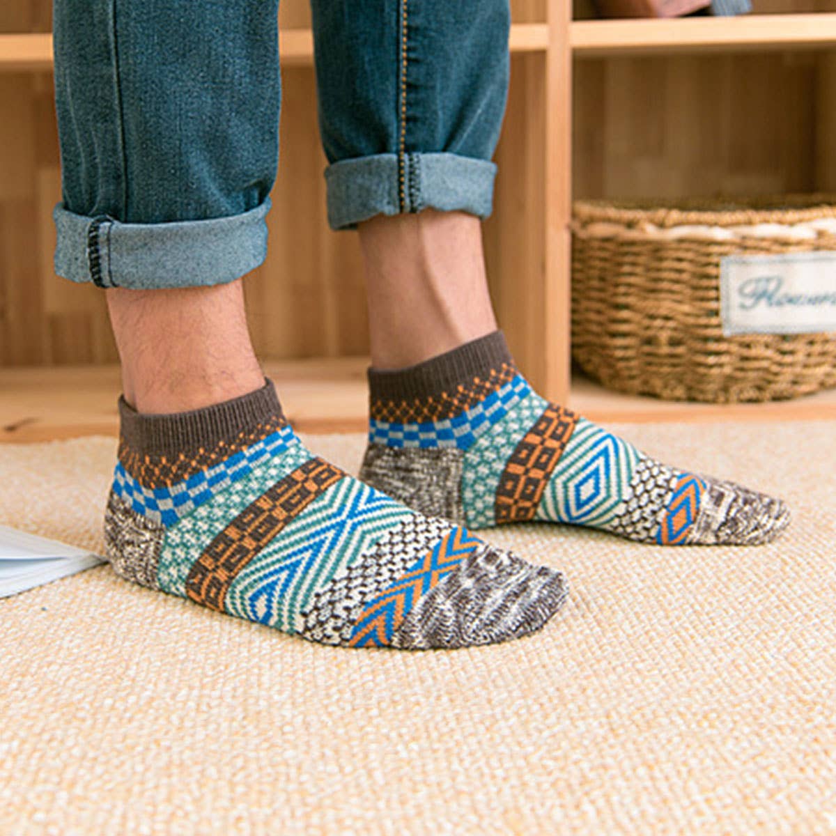 5PCS SET ALPACA VINTAGE FLORAL PATTERN SOCKS_CWMS0207