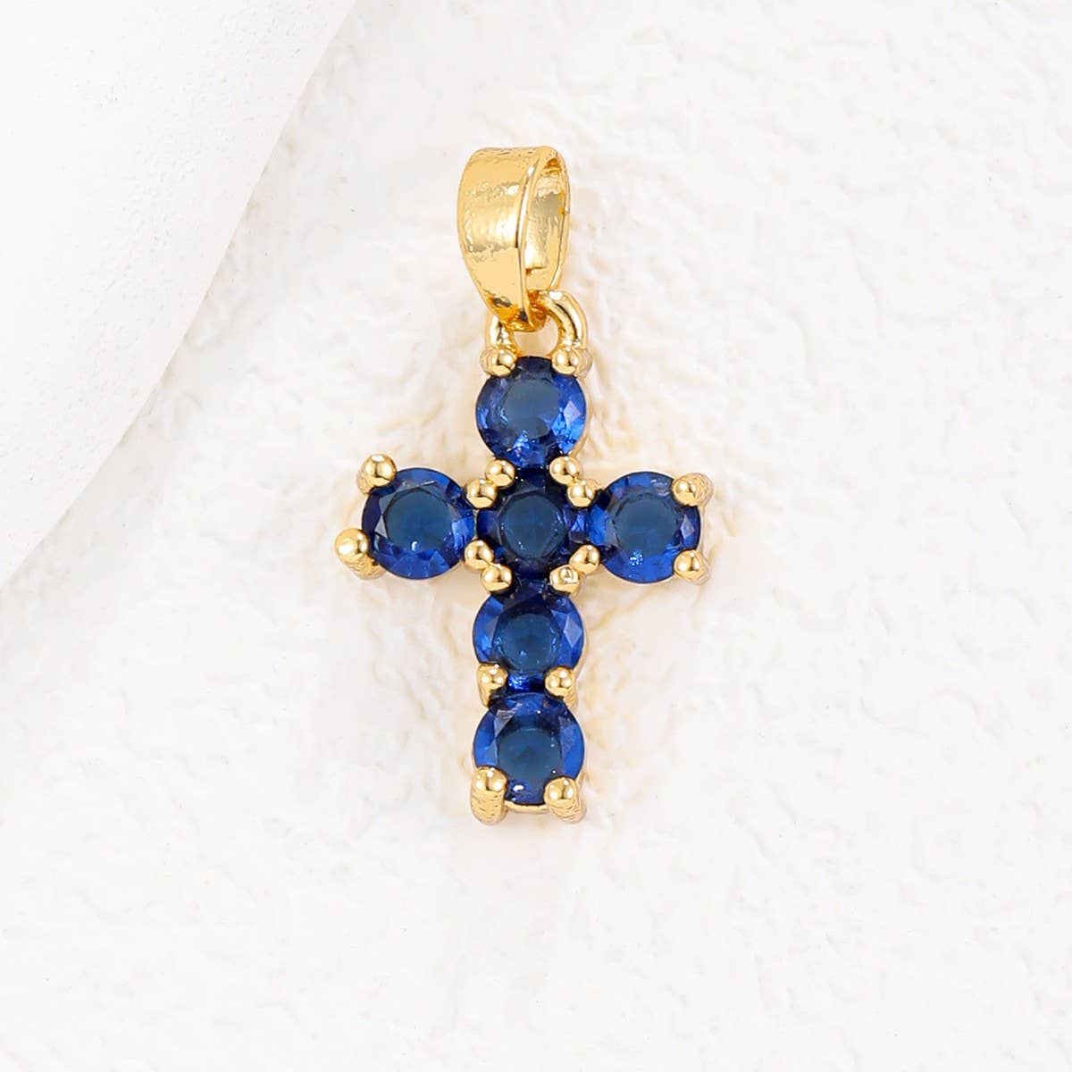 COLORFUL ZIRCON DECEMBER CROSS PENDANT NECKLACE_CWMM5872
