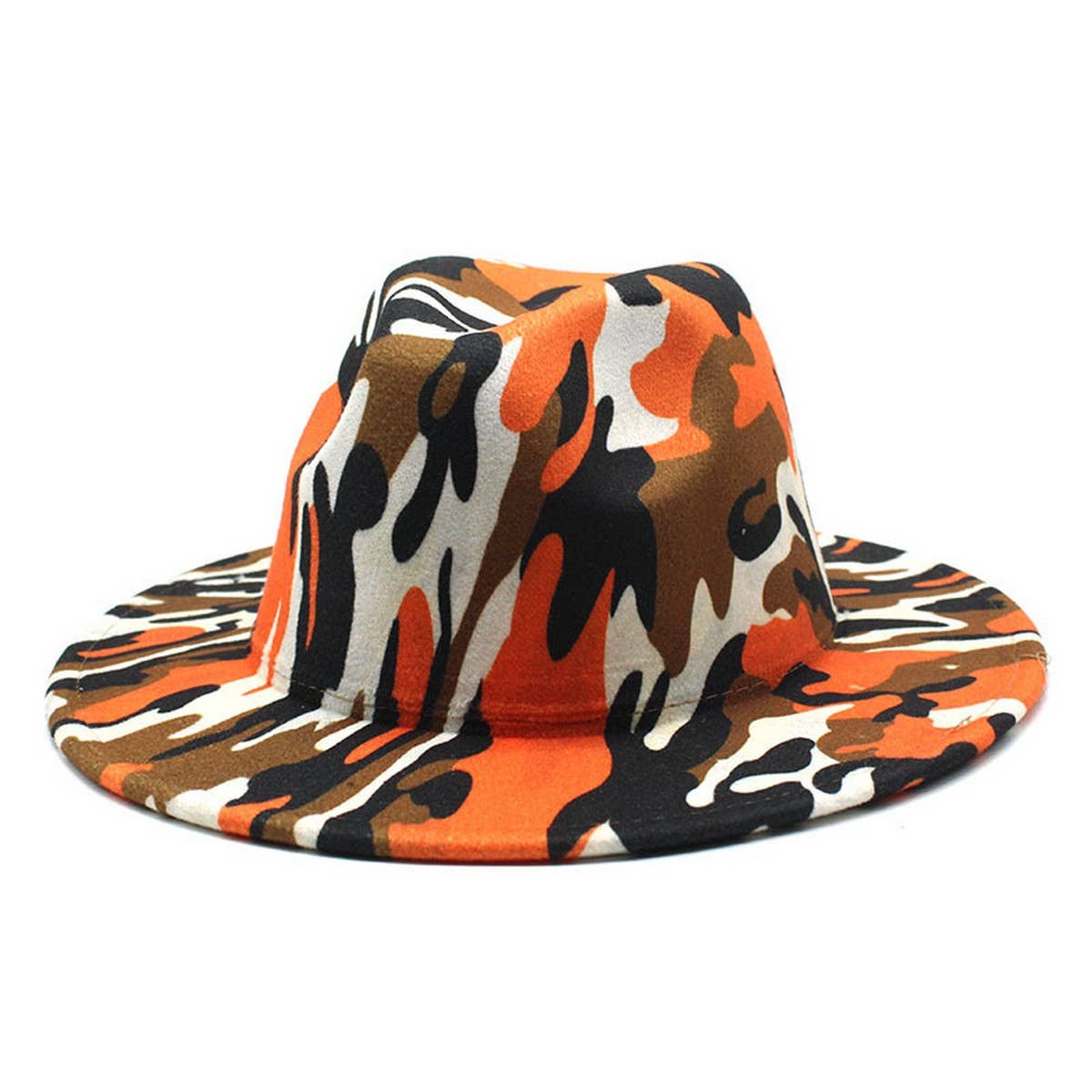 CAMOUFLAGE STRIPED TWEED WIDE BRIM HAT JAZZ HAT_CWAH2560