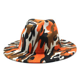 CAMOUFLAGE STRIPED TWEED WIDE BRIM HAT JAZZ HAT_CWAH2560