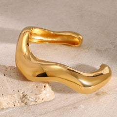 GOLD STAINLESS STEEL OPEN BANGLE TITANIUM STEEL_CWAJE4692