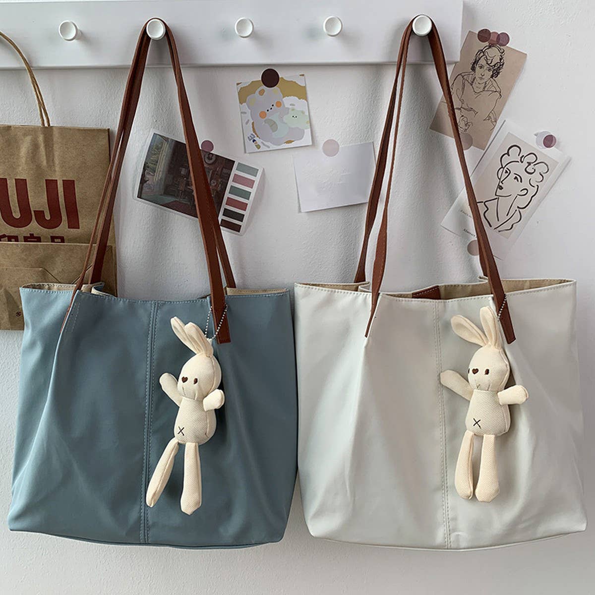 LITERARY SIMPLE SOLID COLOR SHOPPING CANVASBAG_CWAB2124