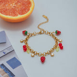 LUXURY 18K GOLD STRAWBERRY CHERRY ZIRCON BRACELET_CWAJE4774