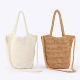 SOLID COLOR SIMPLE BOHEMIAN STYLE HAND WOVEN BAG_CWAB4685