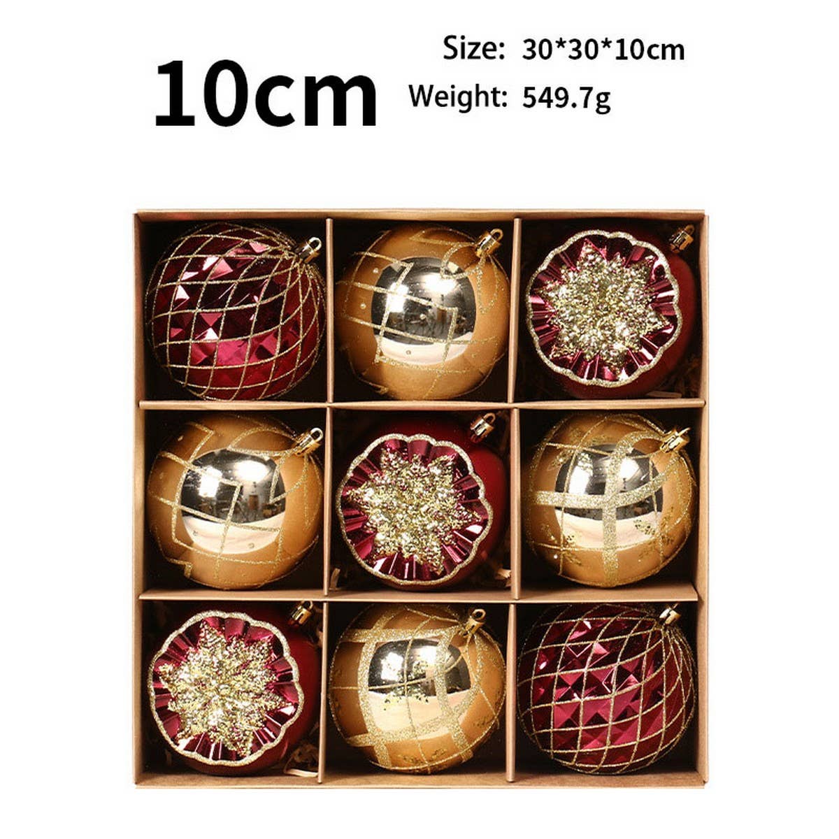 CHRISTMAS ORNAMENTS 10CM PAINTED BALL SET DECOR_CWMM9890