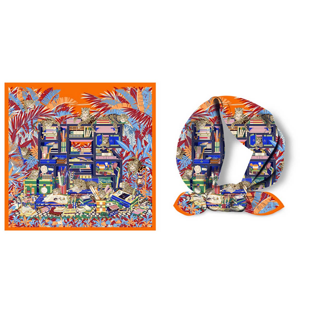 GREEN SILK SCARF VERSATILE NECK TIE HAIR ACCES_CWASC0659