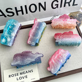 GRADIENT BEAR MERMAID CLAW CLIP HAND PAINTED_CWAHA5895