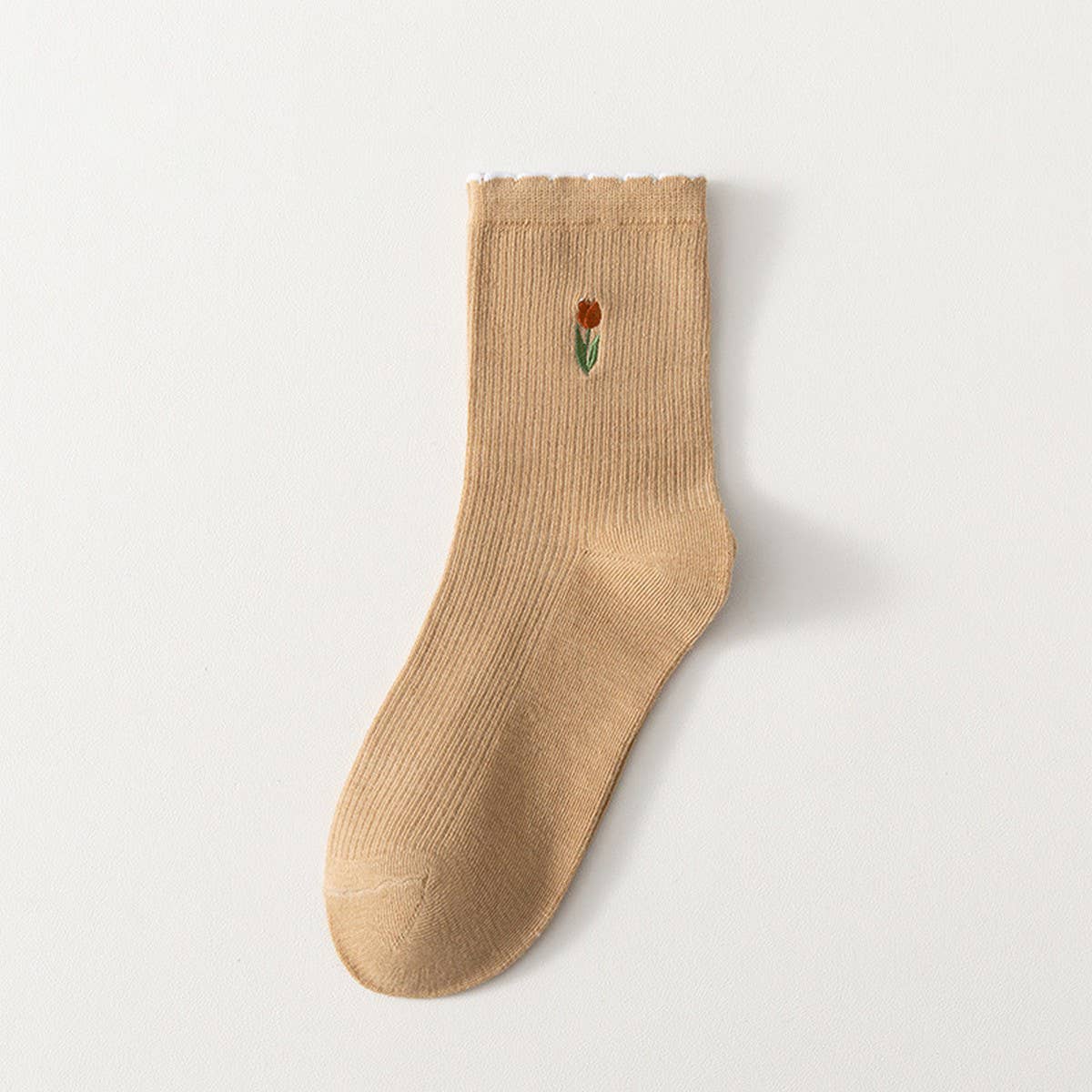 FLORAL EMBROIDERED COTTON SOCKS_CWMS0510