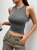 Solid Color Tight Short Sleeveless Tank Top