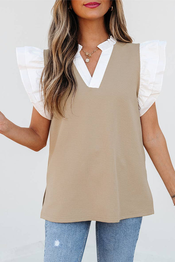 Pullover V-Neck Fashion Trend Ruffled Knit