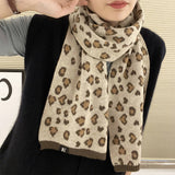 BEIGE LEOPARD FAUX CASHMERE SCARF FOR FALL WINTER_CWASC1258