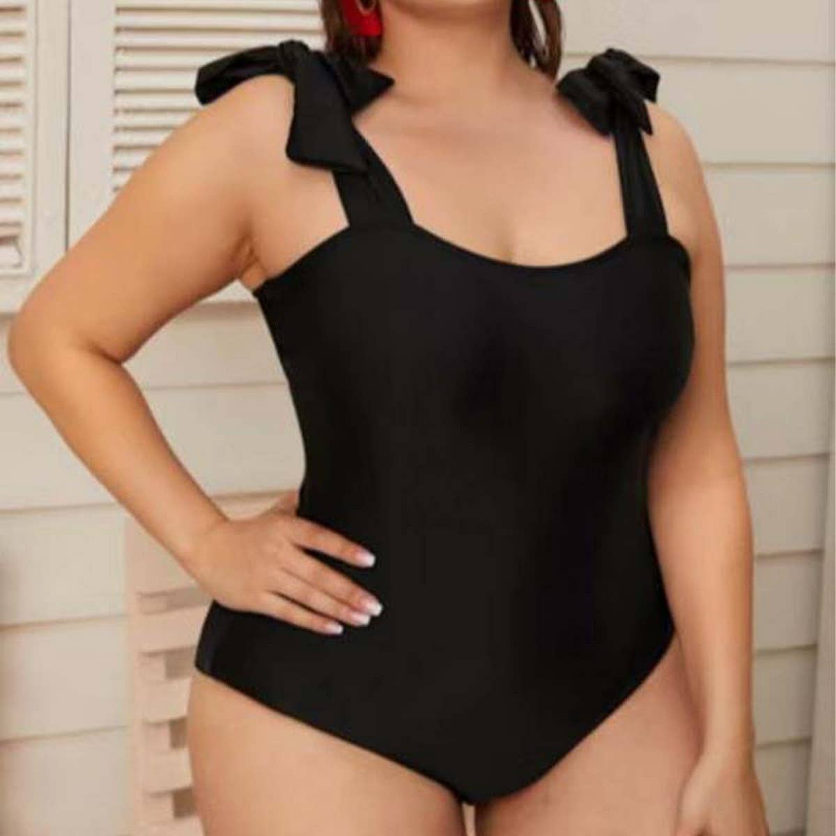 Womens Plus Size Bikini Strap One Piece Swimsuit