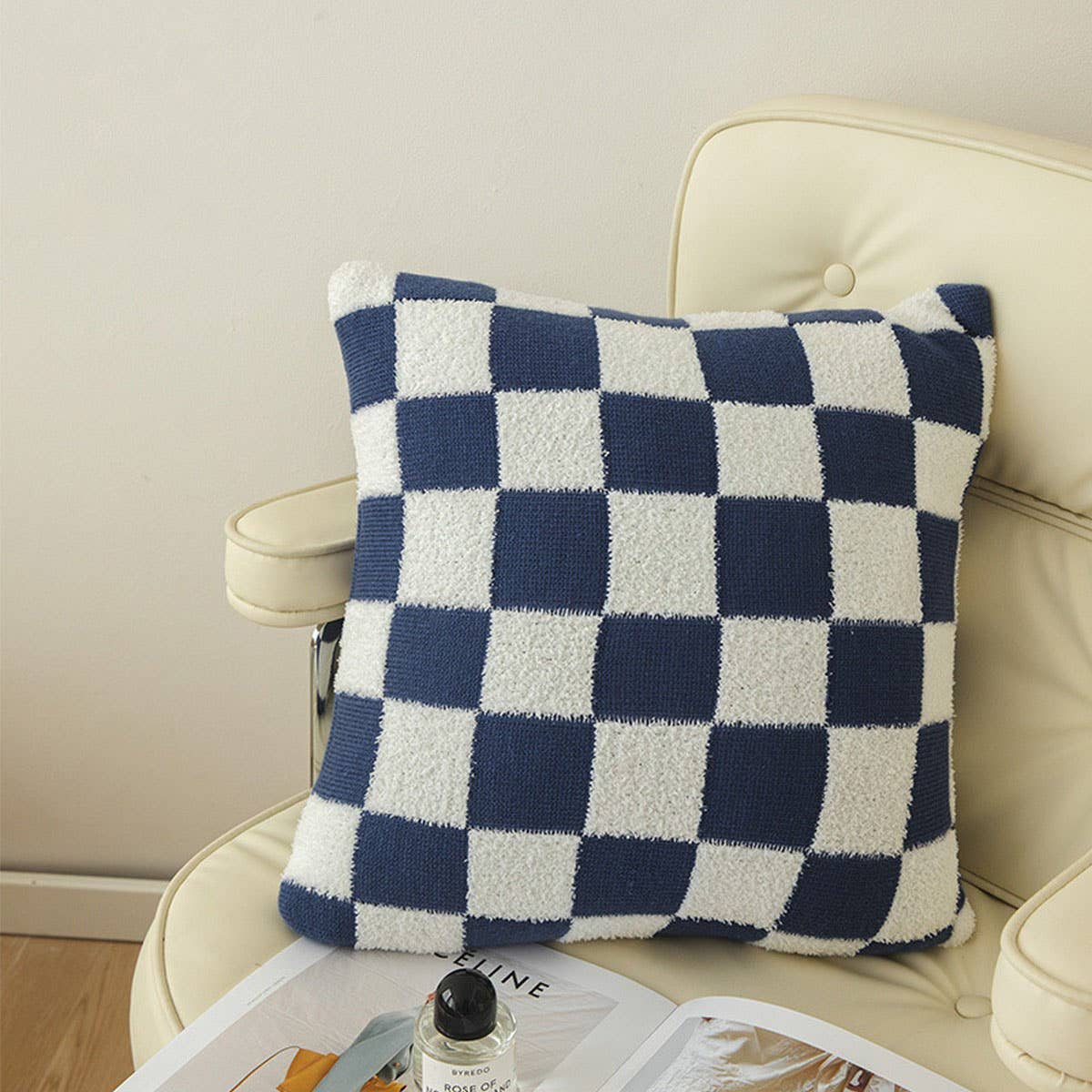 PLAID SIMPLE STYLE KNITTED PILLOW CAR CUSHION_CWMM2375