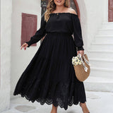 Solid Color Fashion Plus-Size Hollow Out Skirt