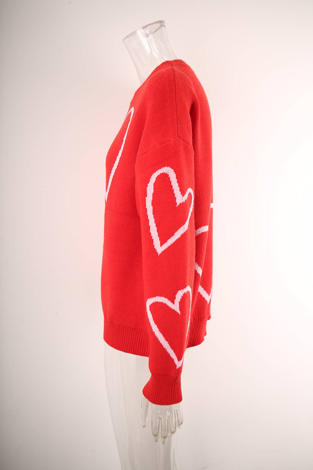 Valentines Day Color Contrast Heart Pullover Sweater