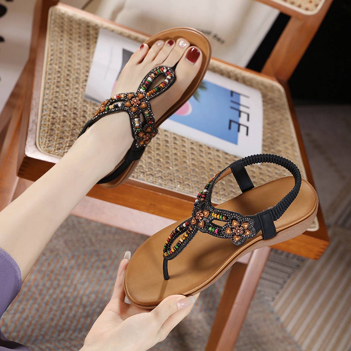 BOHEMIA THICK SOLE CLIP TOE SANDALS_CWSHS0532