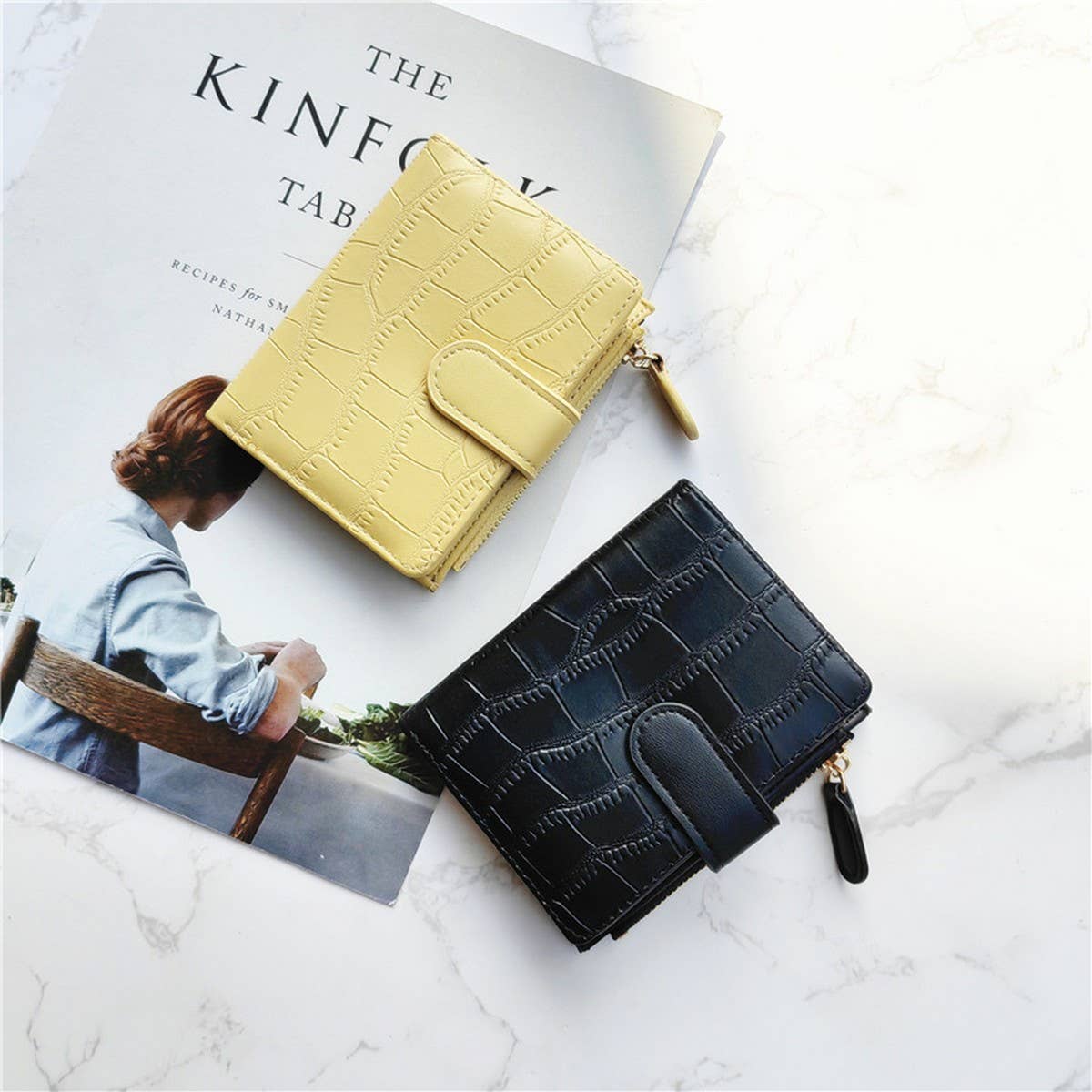 Minimalist Croc Pu Mini Zipper Wallet_Cwab06266