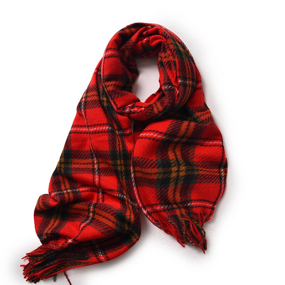 PLAID WINTER SCARF FOR WOMEN SOFT TASSEL SHAWL_CWASC0224