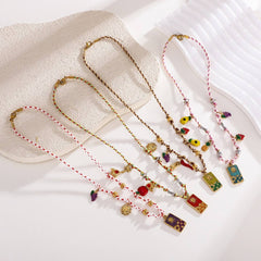 STYLISH WOVEN ROPE NECKLACE WITH STEEL PENDANT_CWMM8827